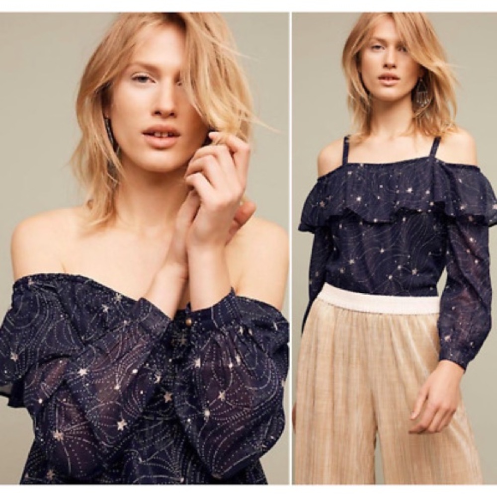 Anthropologie | Floreat Cold Shoulder Star Top - Picture 1 of 8